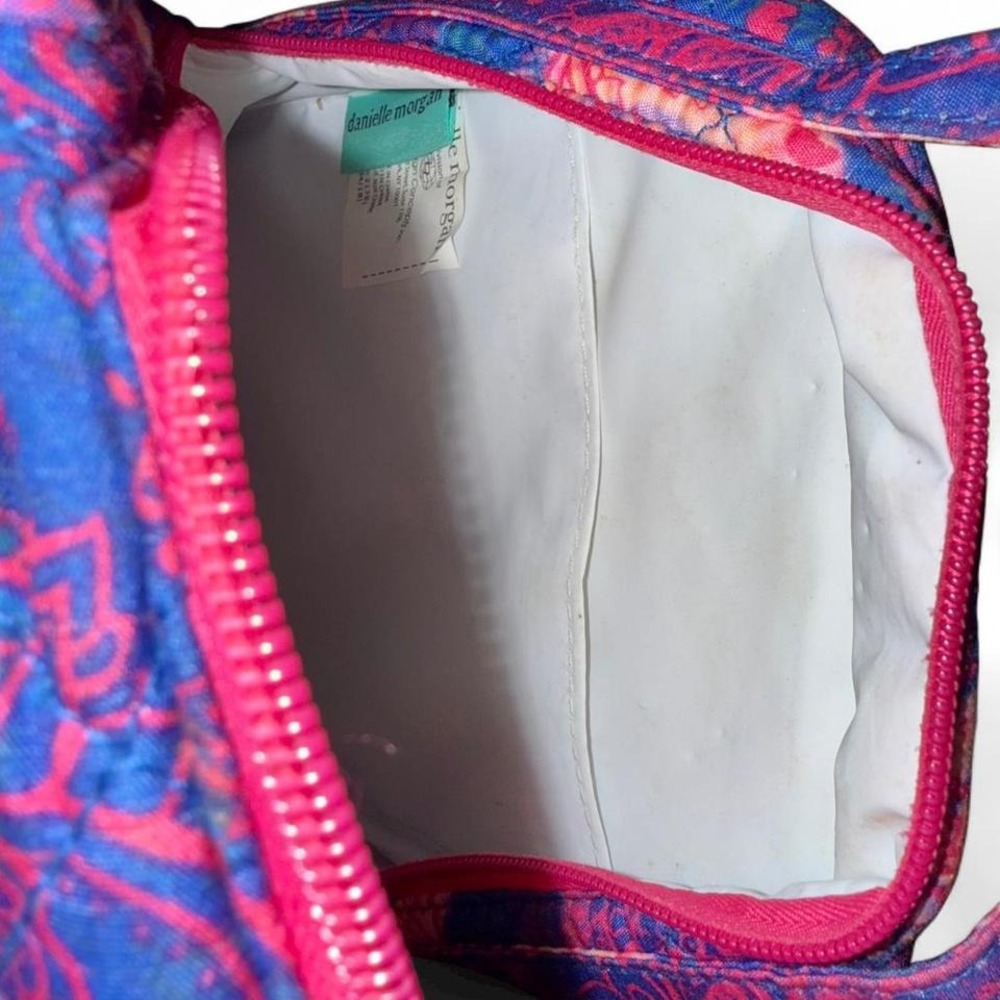 DANIELLE MORGAN VINTAGE LUNCH TOTOE KIT BAG PURPLE PINK PAISLEY - Picture 4 of 7